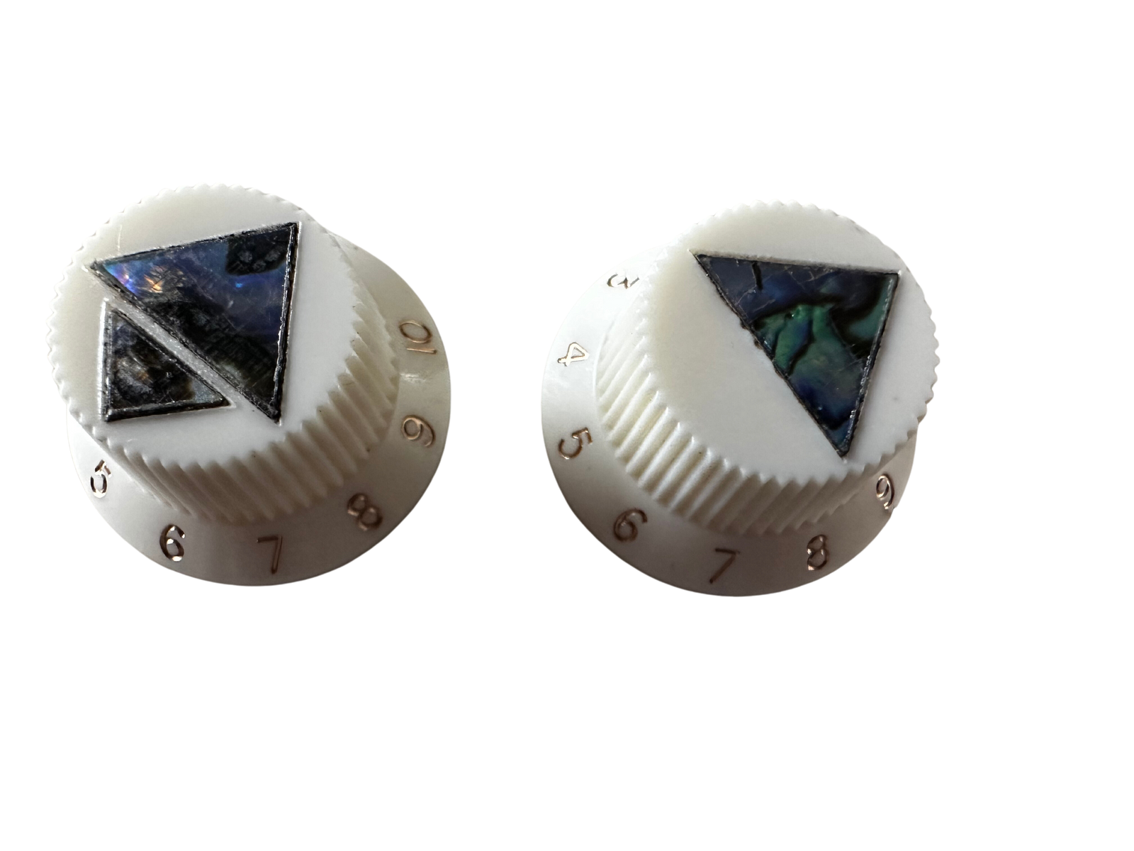 White Abalone Arielle Triangle Guitar Knobs