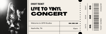 Live-To-Vinyl Concert Ticket - Welcome to 1979 April 26th.